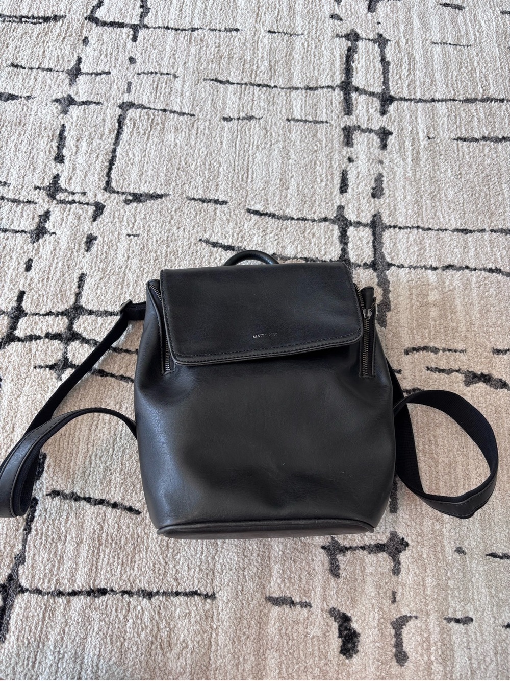 Matt & Nat Black Leatherette Backpack - Minimal Bag